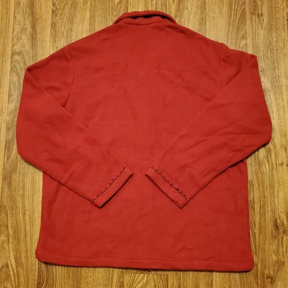 Vintage Kitty Cat Fleece Jacket Women Medium Red‎ Christmas Grandma Cat Lady - Picture 5 of 8